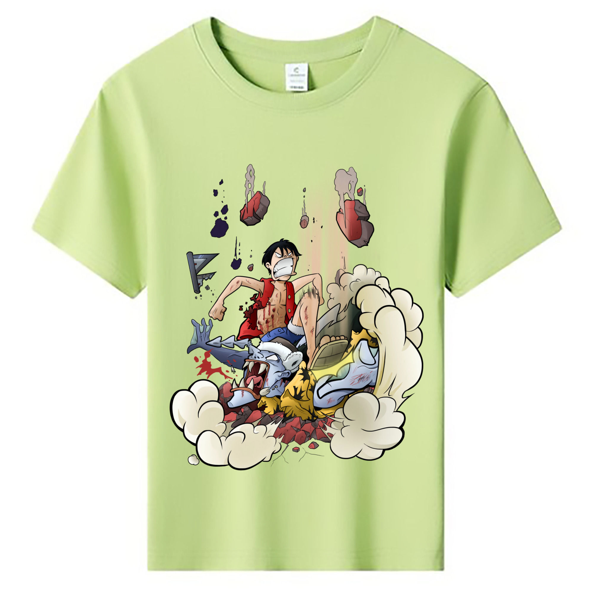 ワンピース モンキー・D・ルフィ ONE PIECE Monkey D. Luffy 綿100％キッズTシャツ（フロントプリント）